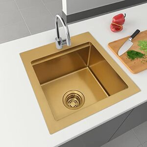 LQS Extended Sink Flange with Deep Basket Strainer, Deep Garbage Disposal Sink Flange for Kitchen Sink, Fit for 3-1/2 Inch Standard Sink Drain Hole, Golden Deep Sink Flange