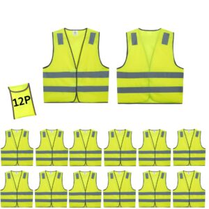 lavori-ak safety vests 10 pack - yellow reflective high visibility construction ansi class 2 work vests for men,woman,hi vis mesh and neon silver strip