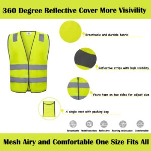 Lavori-AK Safety Vests 10 Pack - Yellow Reflective High Visibility Construction ANSI Class 2 Work Vests for Men,Woman,Hi Vis Mesh and Neon Silver Strip