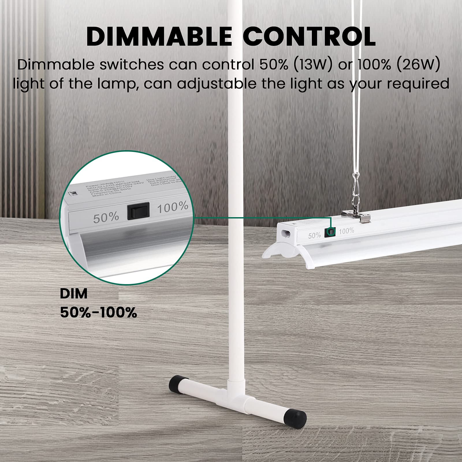 iPower 2 Feet LED Grow Light Stand Natural White Full Spectrum for Indoor Plant Starting Seeds and Propagating Cuttings, Height Adjustable