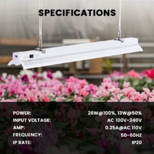 iPower 2 Feet LED Grow Light Stand Natural White Full Spectrum for Indoor Plant Starting Seeds and Propagating Cuttings, Height Adjustable