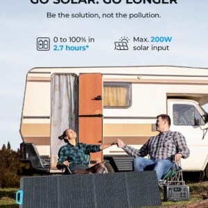 BLUETTI Solar Generator EB55 with PV200 Solar Panel Included, 537Wh Portable Power Station w/ 4 110V/700W AC Outlets, LiFePO4 Battery Pack for Camping, Adventure, Emergency