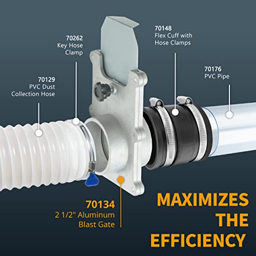 POWERTEC 70134-P2 2-1/2-Inch Aluminum Blast Gate for Dust Collector, Dust Collection Fittings - 2 PK