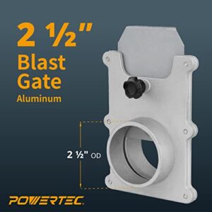 POWERTEC 70134-P2 2-1/2-Inch Aluminum Blast Gate for Dust Collector, Dust Collection Fittings - 2 PK