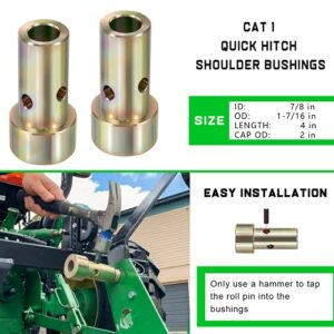 2 Pairs of Cat 1 Quick Hitch Adapter Bushings Set for Category I 3-Point Tractors Use with Quick Hitch System