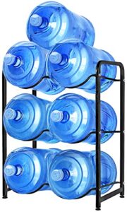jolybebe 5 gallon water jug stand, 5 gallon water jug holder 3 tier for 6 bottles of 5-gallon water, detachable water jug organizer floor protection for home office black