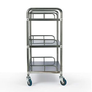 DNYSYSJ 3 Layers Cart Trolley, 3 Layers Lab Utility Cart Trolley Lab Clinic Serving Cart with Lockable Wheel Stainless Steel Frame for Lab Clinic Beauty Salon