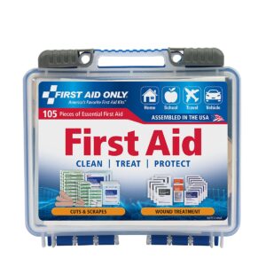 first aid only on-the-go emergency first aid kit for home, work, and travel, 105 pieces