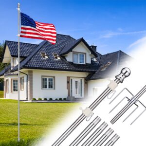 ground flag poles for outside house - 1" tangle free flag pole for house with 5 prong - 9ft yard flag stand for outdoor,wind resistant & rustproof - silver