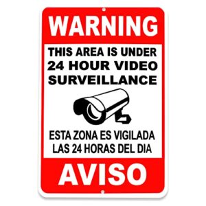 video surveillance sign - 8 x 12 aluminum 24 hour surveillance sign security camera sign no trespassing sign smile your on camera signs