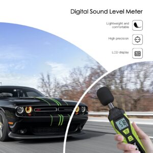 Decibel Meter, Tadeto Digital Sound Level Meter Portable SPL Meter 30dB to 130dB MAX Data Hold with LCD Display Backlight A/C Weighted for Home Factories