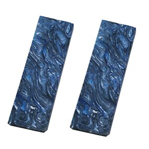 RECHERE 2pcs Knife Handle Scale Slabs Resin Marble Cloud Pattern Blue DIY Sword Gun Grip Making Supplies 120X40X8mm