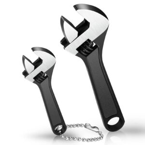 chumia adjustable hand wrench black spanner wrench size adjustable spanner hand knurl tool adjustable wrench wide wrench repair hand tool (2 pieces,2.5 inch, 4 inch)