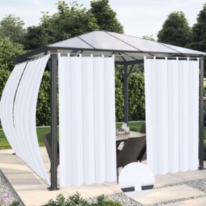 outdoorlines waterproof outdoor curtains for patio - windproof tab top gazebo curtain panels - privacy sun blocking outside curtain set for porch, pergola and cabana 54 x 84 inch, white, 2 panels