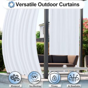 OutdoorLines Waterproof Outdoor Curtains for Patio - Windproof Tab Top Gazebo Curtain Panels - Privacy Sun Blocking Outside Curtain Set for Porch, Pergola and Cabana 54 x 84 inch, White, 2 Panels