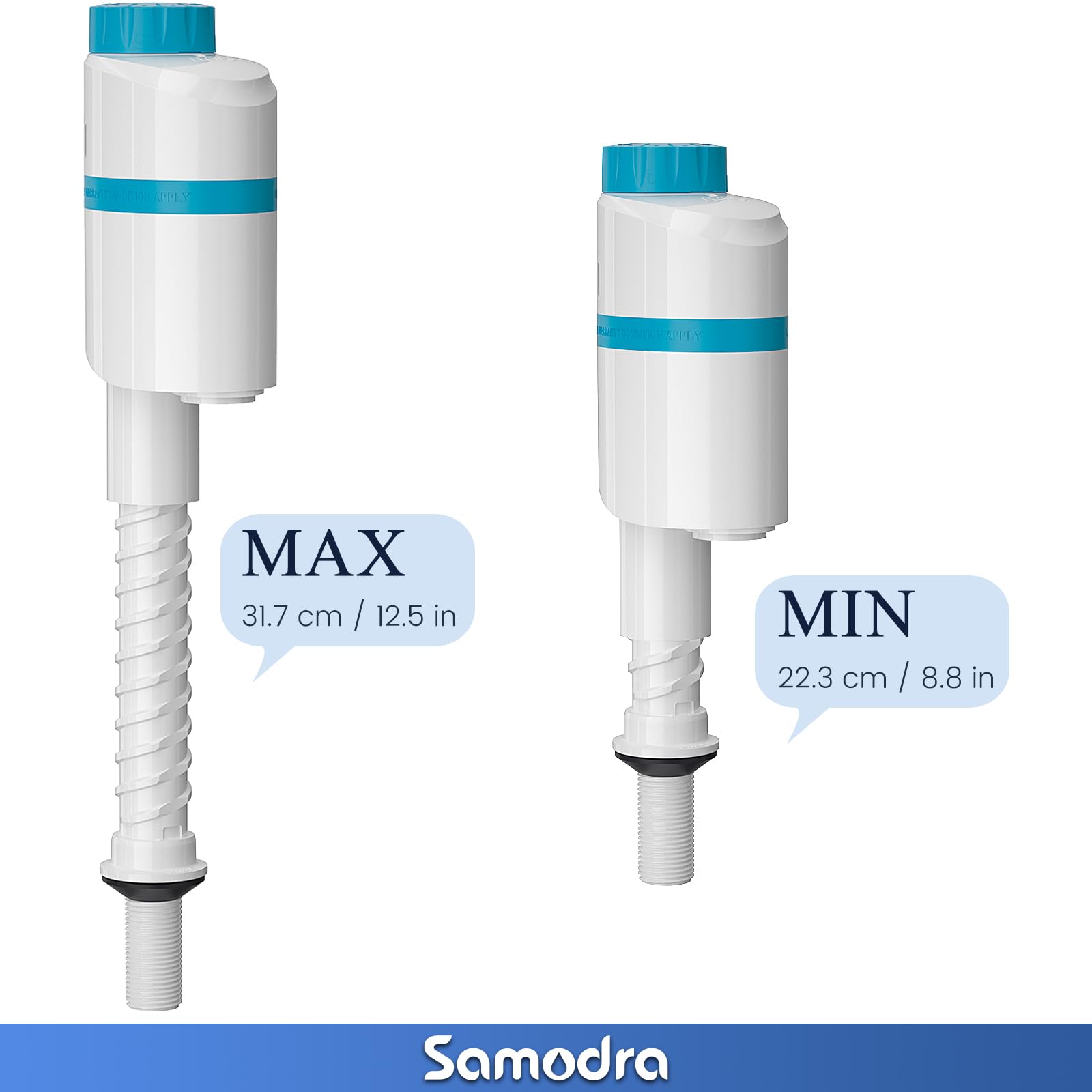 SAMODRA Silent Toilet Fill Valve Adjustable Water Level, High Performance Toilet Flush Valve Replacement Kit Anti-Siphon Water-Saving, Installs in Minutes