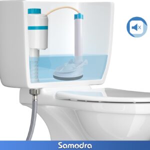 SAMODRA Silent Toilet Fill Valve Adjustable Water Level, High Performance Toilet Flush Valve Replacement Kit Anti-Siphon Water-Saving, Installs in Minutes