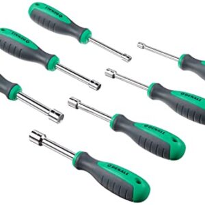 Amazon Brand - Denali 7-Piece Hollow Shaft Nut Driver Set with Cushion Grip Handles