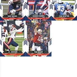 2021 Score Veterans New England Patriots Team Set of 10 Cards: Cam Newton(#36), Damien Harris(#37), Sony Michel(#38), Jakobi Meyers(#39), Julian Edelman(#40), Tom Brady(#41), Devin McCourty(#42), Stephon Gilmore(#43), Tom Brady(#288), J.C. Jackson(#289)