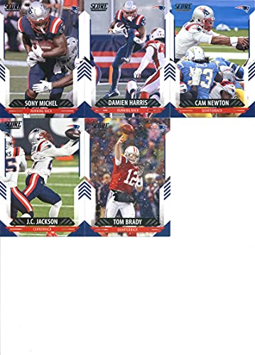 2021 Score Veterans New England Patriots Team Set of 10 Cards: Cam Newton(#36), Damien Harris(#37), Sony Michel(#38), Jakobi Meyers(#39), Julian Edelman(#40), Tom Brady(#41), Devin McCourty(#42), Stephon Gilmore(#43), Tom Brady(#288), J.C. Jackson(#289)