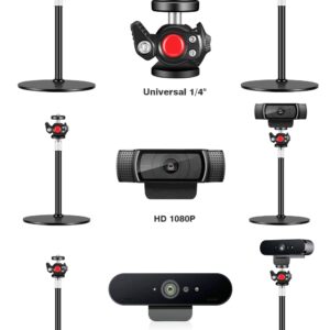 Etour Webcam Desk Mount Stand with 360° Ballhead, Heavy Base Height Adjustable Compatible with Logitech Webcam C920 C922 Brio 4K, and Other Webcam with 1/4" Thread for Live Streaming/Video Calling