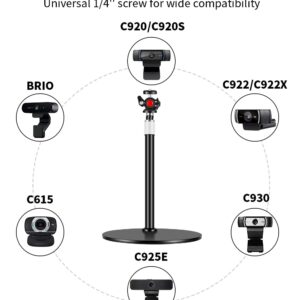 Etour Webcam Desk Mount Stand with 360° Ballhead, Heavy Base Height Adjustable Compatible with Logitech Webcam C920 C922 Brio 4K, and Other Webcam with 1/4" Thread for Live Streaming/Video Calling