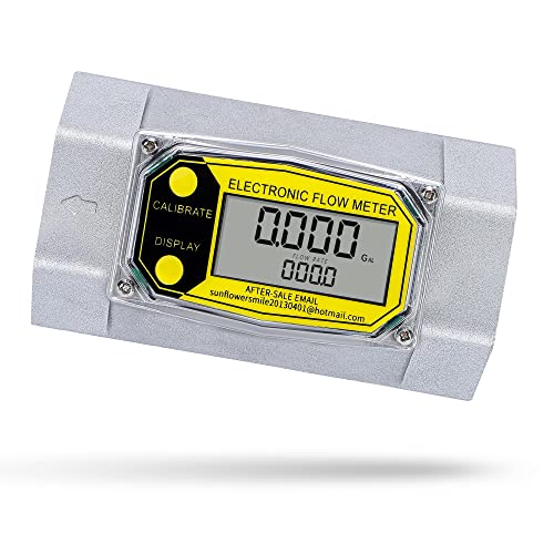 CGOLDENWALL 2-Inches Water Meter Turbine Fuel Flow Meter Digital Flowemeter for Diesel Kerosene, Flow Rate Metering Range 15-158 GPM, Al-Alloy Made