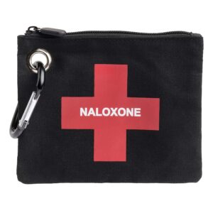 w wilken canvas bag with zipper pouch for naloxone nasal spray and naloxone opioid overdose kits - holds two naloxone nasal spray and accessories. naloxone nasal spray not included (black, 1 unit)