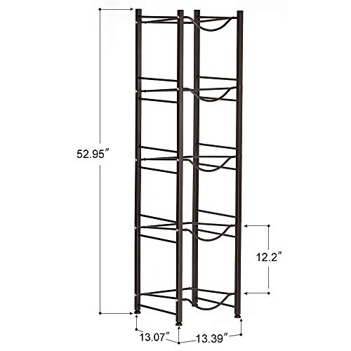 LIANTRAL 5 Gallon Water Jug Holder, 5 Tiers Brown Heavy Duty Water Rack Freestanding, Water Bottle Organizer for Home Office