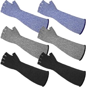 jenpen 3 pairs forearm protective sleeves with fingers cut resistant sleeve arm level 5 protection thin skin arm protectors (black, gray, blue)