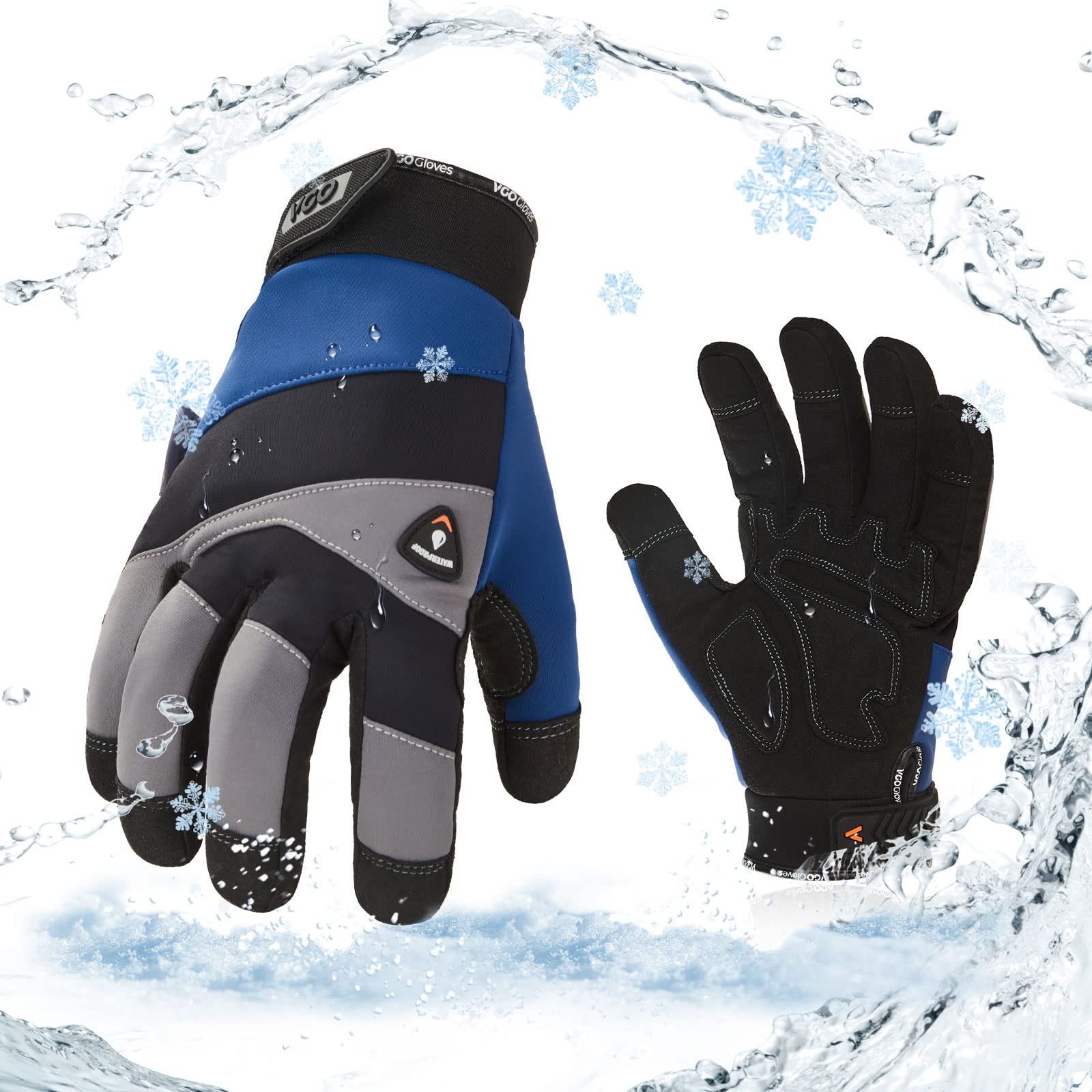 Vgo... 1 Pair -20℃/-4°F COLDPROOF,Winter Work Gloves, Oil Resistant, Water resistant & Windproof Gloves(Size L,Black&Gray,SL7721FW)