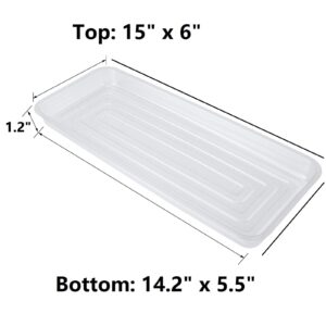 Idyllize Rectangular 5 Pieces of 15 by 6 Inch Clear Thick Plastic Heavy Duty Sturdy Plant Saucer Drip Trays for pots, Window Sills and Window Shelf (15"x6")