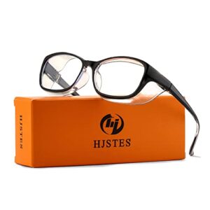 hjstes safety glasses for women anti fog nurse safety goggles clear frame blue light protective glasses(black)