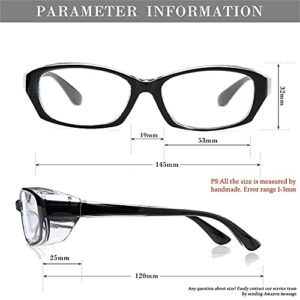 HJSTES Safety Glasses for Women Anti Fog Nurse Safety Goggles Clear Frame Blue Light Protective Glasses(Black)