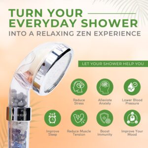 Eternal Wellness Crystal Shower Head with Chakra Stones- High Pressure Showerhead for Anxiety Relief, Relaxation & Self-Care- w/LED Lights & Sleep Aid- Spiritual Gift for Balance & Emotional Healing