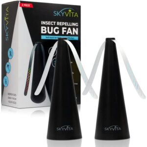 skyvita fly fan for tables, indoor outdoor bug fan great for restaurants, picnics, bbq's to keep flies away - portable fly fan for outdoor tables (2 pack)
