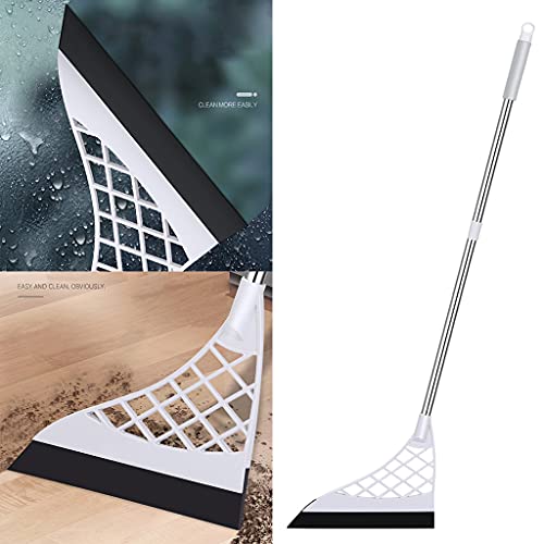 Yeahii Multifunction Magic Broom, 2-in-1 Sweeper,Easy Dry The Floor and Remove Dirt and Hair Remover, Liquid, Glass Wiper, Super Sweeper Broom for Living Room, Kitchen, Bathroom (New White)