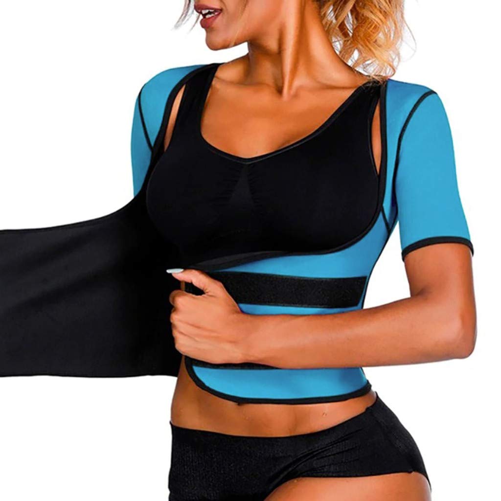 MarryLee Women's Fitness Corset Body Shaper Vest Upper Arm Shaper Waist Trainer Posture Corrector Shaping Belt Shapewear Tops Blue