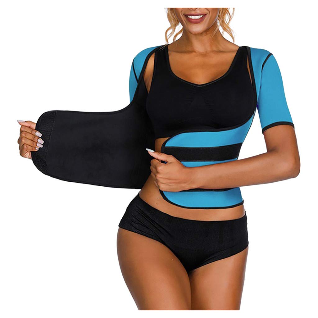 MarryLee Women's Fitness Corset Body Shaper Vest Upper Arm Shaper Waist Trainer Posture Corrector Shaping Belt Shapewear Tops Blue