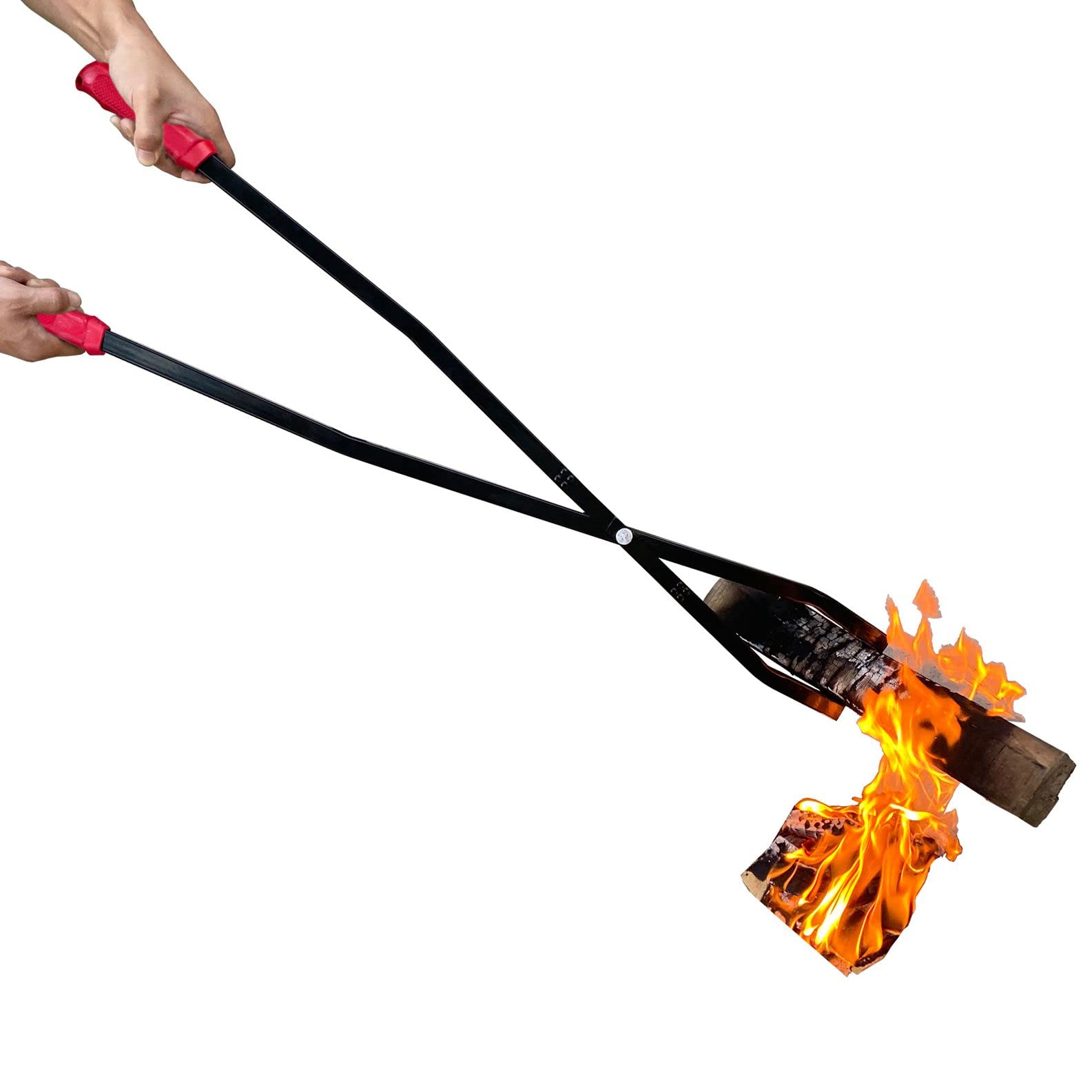 40" Fire Pit Tools Poker and Tongs for Safely Move Firewood, Rustproof with Rubber Handle for Fire Pit and Fireplace Accessories, Indoor and Outdoor Use