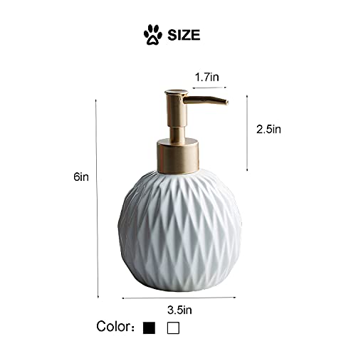 Ceramics Gold Soap Dispenser for Bathroom, Relief Soap Dispenser for Kitchen Sink, 400ml/13.5Oz Refillable Liquid Hand Soap Dispenser with Gold Pump (Red)