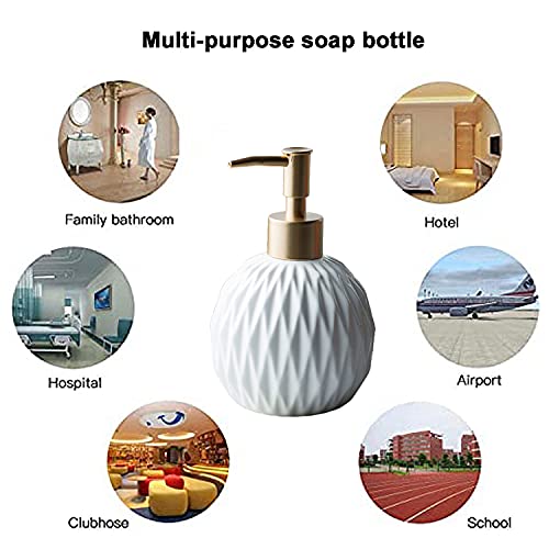 Ceramics Gold Soap Dispenser for Bathroom, Relief Soap Dispenser for Kitchen Sink, 400ml/13.5Oz Refillable Liquid Hand Soap Dispenser with Gold Pump (Red)