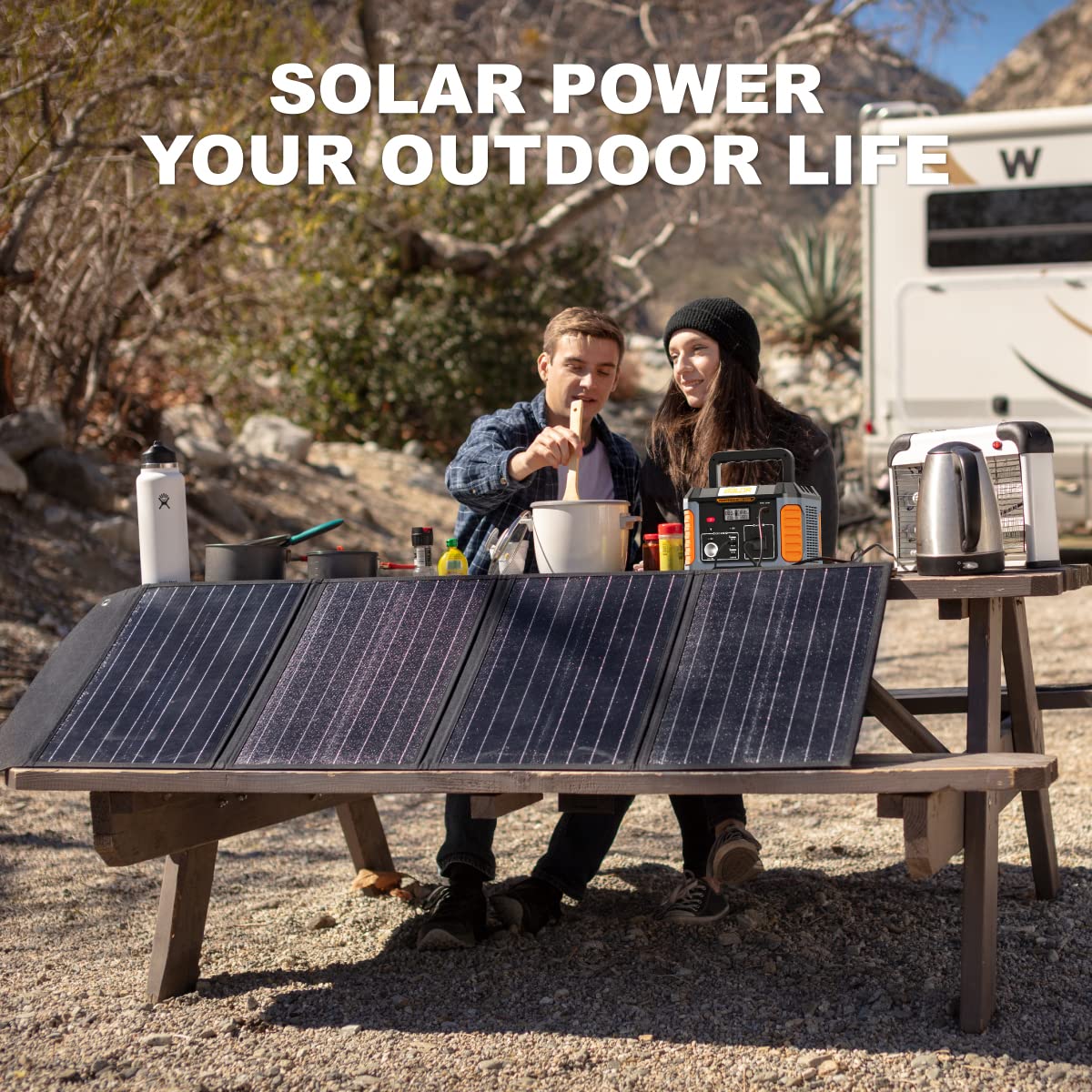 BALDR Solar Generator 500W, 400Wh Portable Power Station with 120W Solar Panel