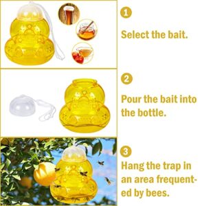 4 Pack Wasp Traps,Yellow Jacket Killer for Outdoor, Carpenter Bee Traps for Outside, Bee Catcher Hornet Trap for Yard, Farm, Fly Trap, Yellow