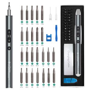 oria electric screwdriver, 28 in 1 electric screwdriver with 24 precision bits, (newest) rechargeable mini electric screwdriver, type-c charging, led lights for smartphones, pc