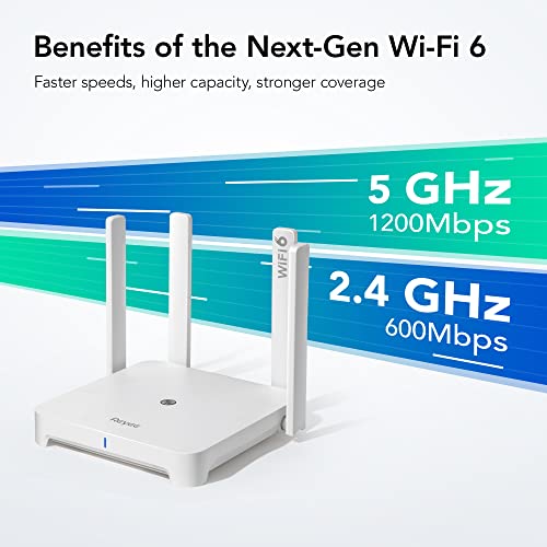 Reyee E3 Wi-Fi 6 Router AX1800 Smart Wi-Fi Mesh Router with 4 High-Gain Antennas, Dual Band Gigabit Wireless Internet Router, 802.11ax WiFi Standard, Beamforming, VPN Server, Seamless Roaming