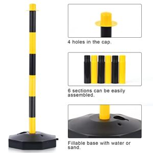 [2 Pack] Traffic Delineator Post Cones with Fillable Base, Portable Parking Pole Barrier with 8ft Chain,Traffic Safety Delineator for Parking Lot,Construction Lot (Black&Yellow)