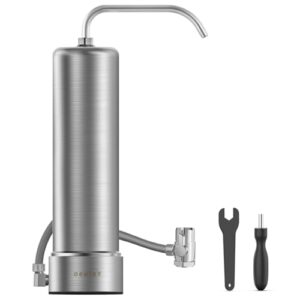 oemiry countertop water filter system, nsf/ansi 42 certified, stainless steel 8000 gallons faucet water filter, reduces 99.99% lead, chlorine, heavy metals, bad taste & odor (1 filter included)