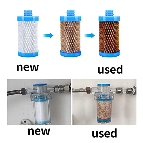1/2" High Flow Pipeline Water Filter Activated Carbon Filter Element Pre-Filter T Strainer Plastic Raw Water Strainer for Washing Machine Shower