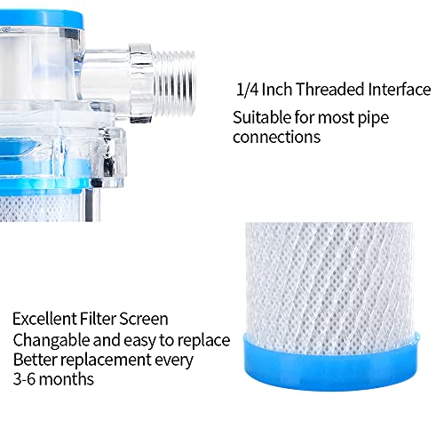 1/2" High Flow Pipeline Water Filter Activated Carbon Filter Element Pre-Filter T Strainer Plastic Raw Water Strainer for Washing Machine Shower